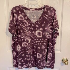 SONOMA short sleeve Tie Dye V Neck Top Size XL